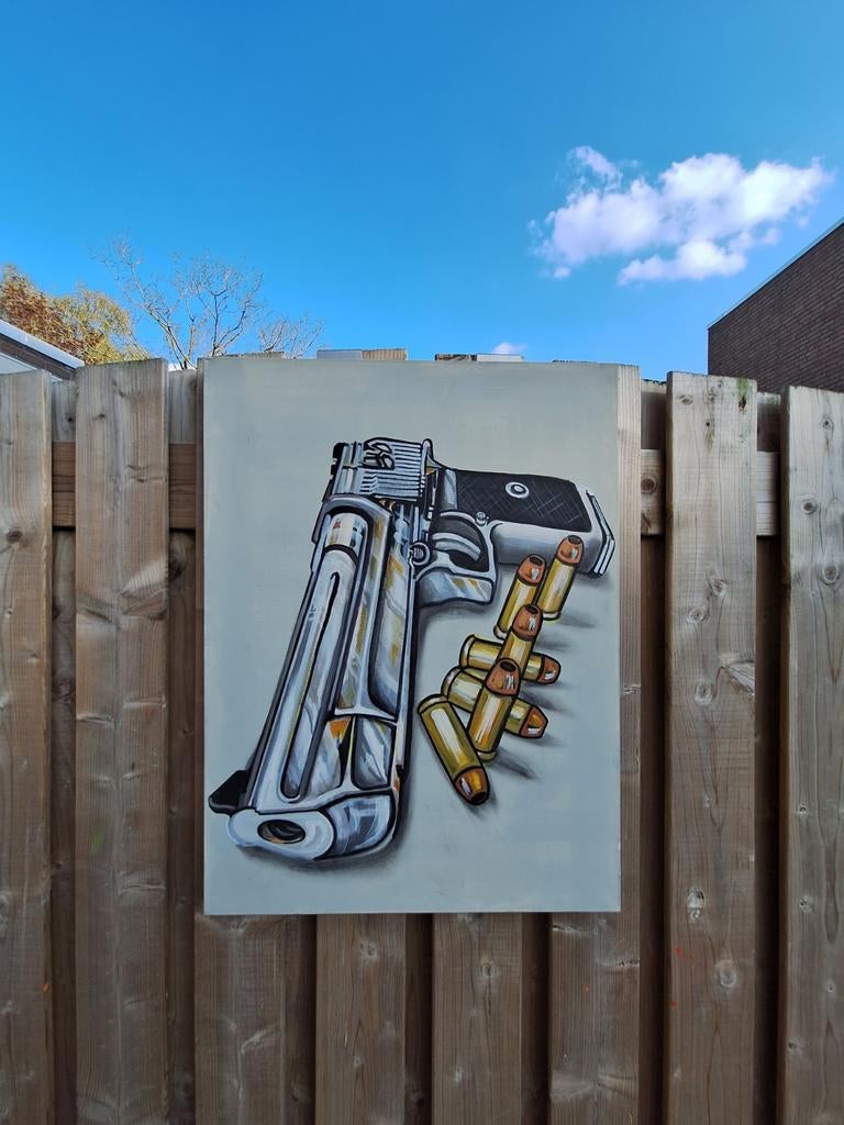 Schilderij Desert Eagle .44 - Acryl op Canvas, Antiek en Kunst, Ophalen of Verzenden