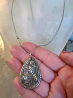 Vintage antieke zilverkleurige ketting kettinghanger sjamaan, Ophalen of Verzenden, Overige materialen, Ketting