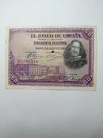 Spanje 50 pesetas 1928, Postzegels en Munten, Bankbiljetten | Europa | Niet-Eurobiljetten, Ophalen of Verzenden, Overige landen