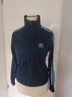 2x vintage adidas firebird trefoil jasje donkerblauw mt 42, Jasje, Gedragen, Ophalen, Maat 38/40 (M)