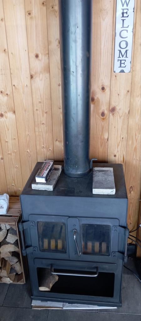 Wanders houtkachel met pijp, speksteen en kachelpoets - ZGAN, Ophalen, Houtkachel, Zo goed als nieuw, Vrijstaand