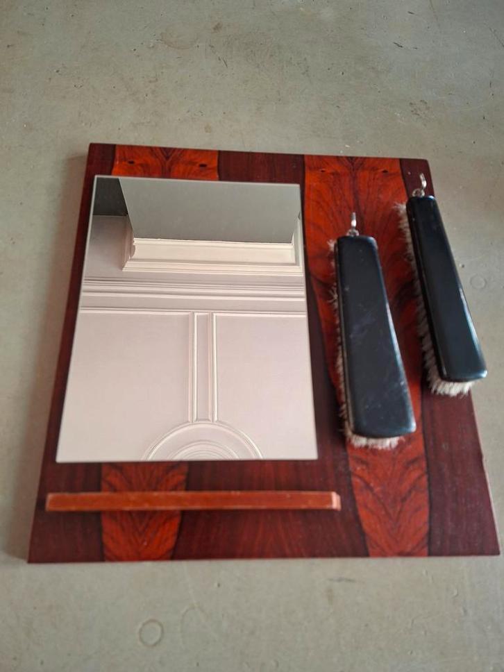 Vintage Mahonie Wandspiegel Jaren '60 - 37x35 cm, Huis en Inrichting, Woonaccessoires | Spiegels, Gebruikt, Minder dan 50 cm, Minder dan 100 cm