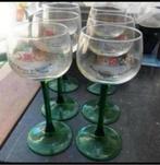 6 Witte Vintage Wijn Glazen - Groene Poot/ 6 Warsteiner Bier, Ophalen of Verzenden, Zo goed als nieuw, Overige typen