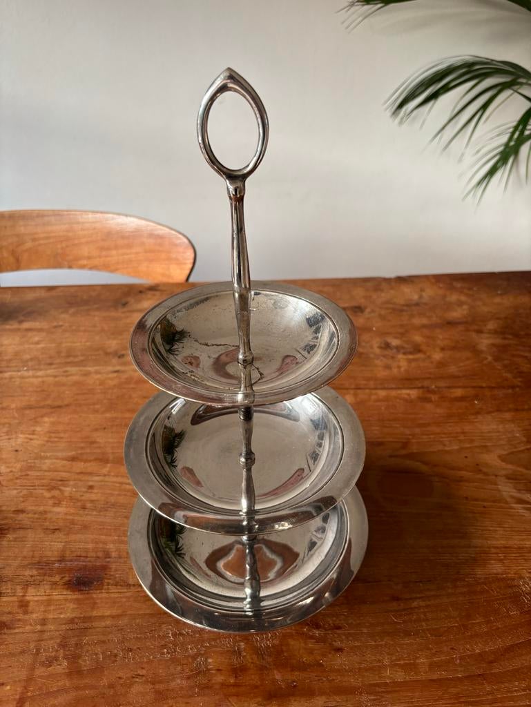 Verzilverde etagere - Douwe Egberts 250 jaar jubileum, Ophalen, Gebruikt