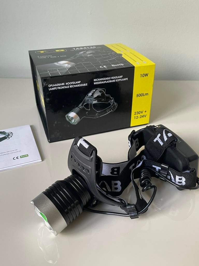 TAB oplaadbare LED hoofdlamp, Ophalen of Verzenden, Nieuw, Accu