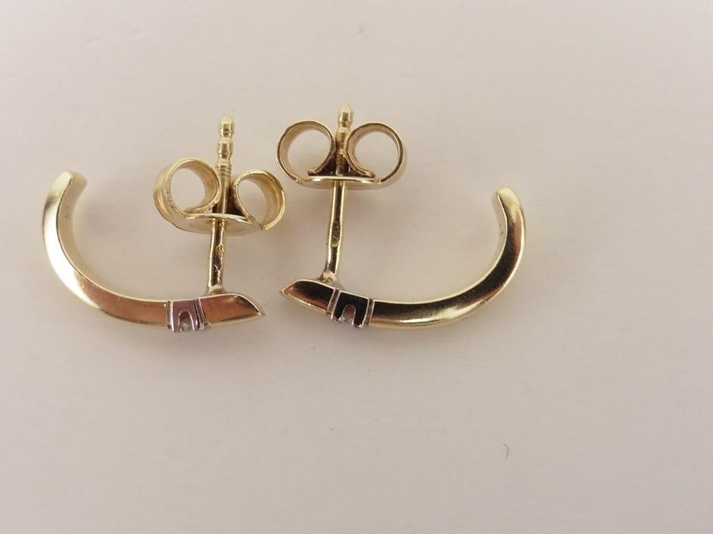 Gouden Diamonde half creolen met briljant               G109, ., Ophalen of Verzenden, ., Met edelsteen