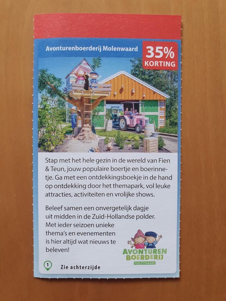 Avonturenboerderij Molenwaard 35% korting, Tickets en Kaartjes, Kortingen en Cadeaubonnen, Drie personen of meer, Overige typen