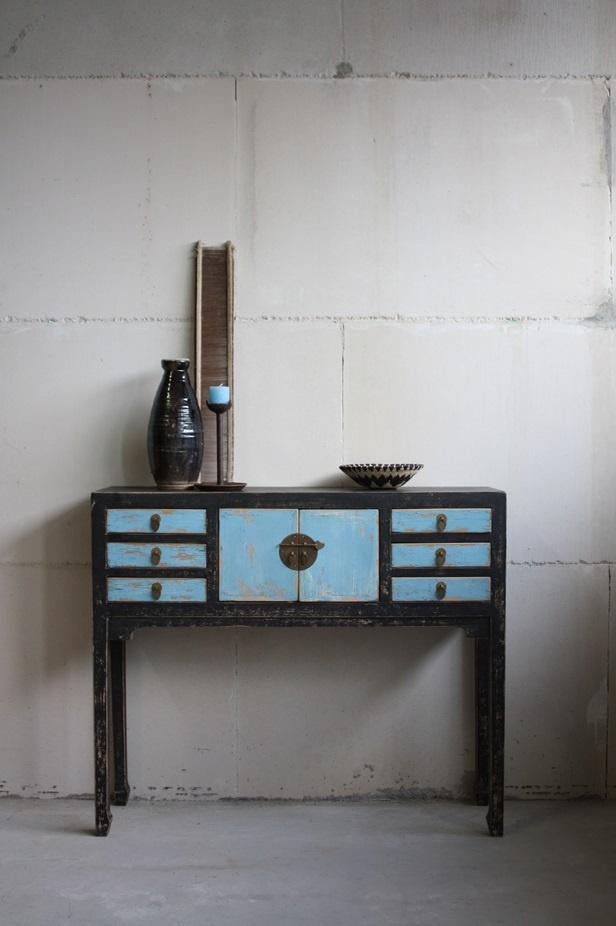 Chinese Wandtafel Landelijke Sidetable Uniek Gerecycled Hout, Huis en Inrichting, 100 tot 150 cm, Nieuw, Ophalen of Verzenden