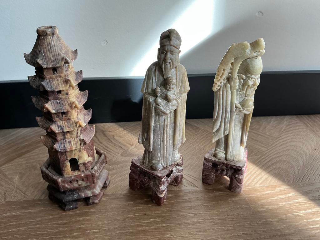 Speksteen chineese beeldjes,chineese shou lao,fu xing pagode, Ophalen