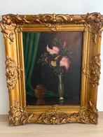 Olieverfschilderij met bloemen in sierlijke lijst, Ophalen of Verzenden
