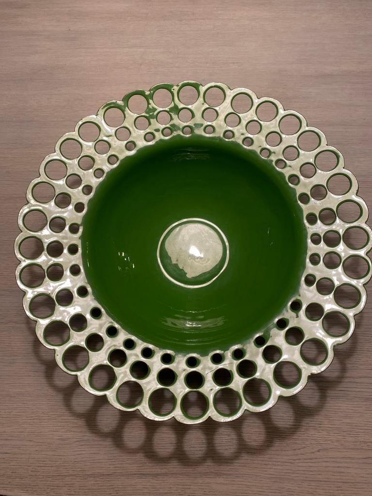 Grote ronde fruitschaal - Groen - 48cm, Huis en Inrichting, Woonaccessoires | Schalen en Manden, Overige materialen, Schaal, Rond