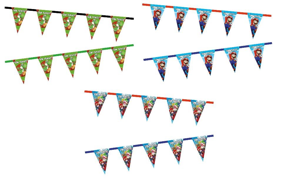 Super Mario vlaggenlijn - slinger met naam & foto - 6 meter, Hobby en Vrije tijd, Feestartikelen, Ophalen of Verzenden, Nieuw