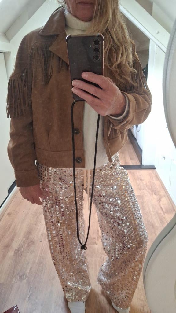 Nieuwe suède jas met franjes kaartje eraan, Ophalen of Verzenden, Nieuw, Beige