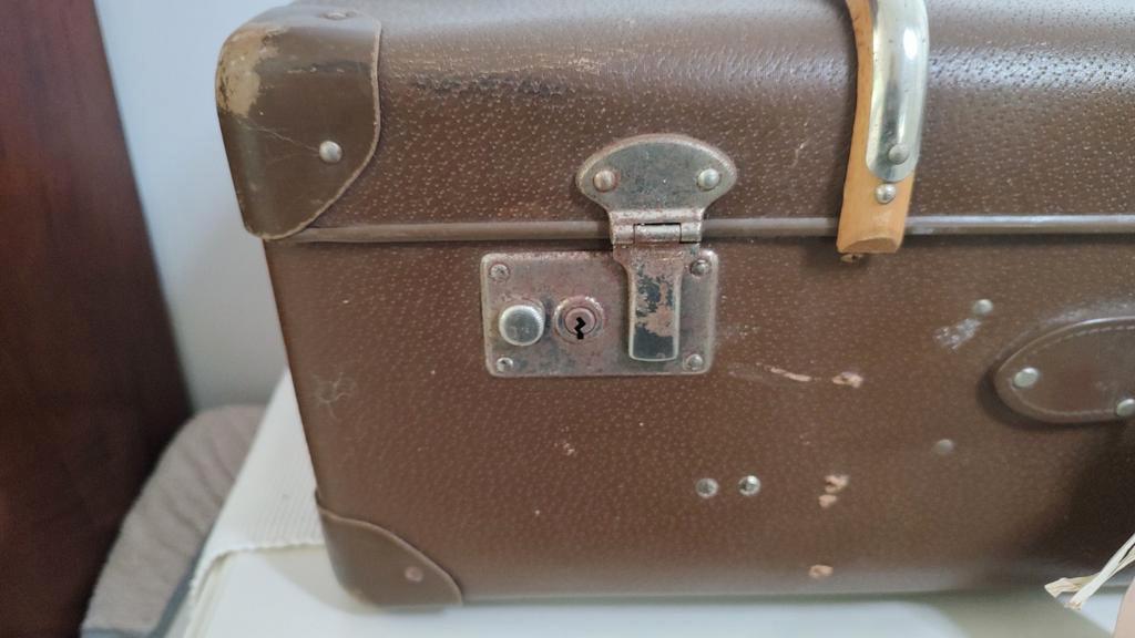 K501 VINTAGE koffer - hutkoffer van geperst karton, Overige materialen, Gebruikt, -, Ophalen of Verzenden