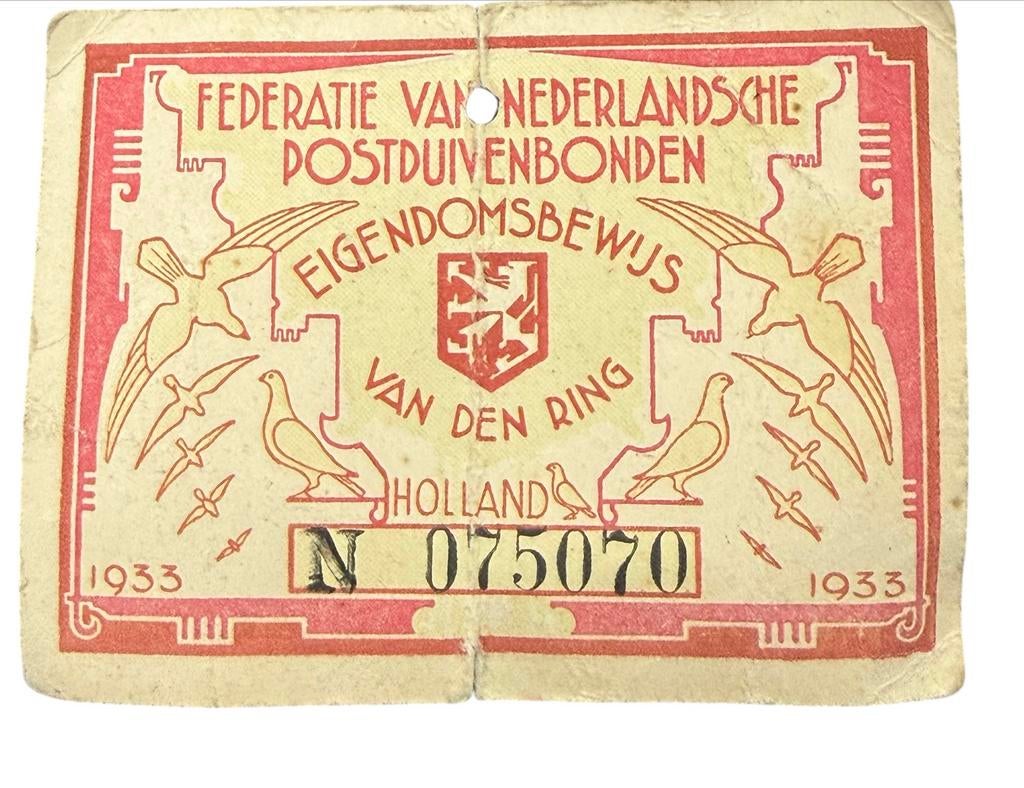 Eigendomsbewijs Federatie van Ned Postduivenbond, Dieren en Toebehoren, Meerdere dieren, Postduif