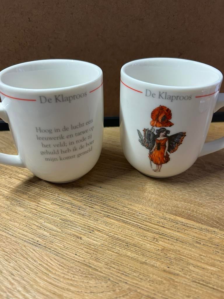 Twee mokken  flower fairies, Ophalen, Zo goed als nieuw