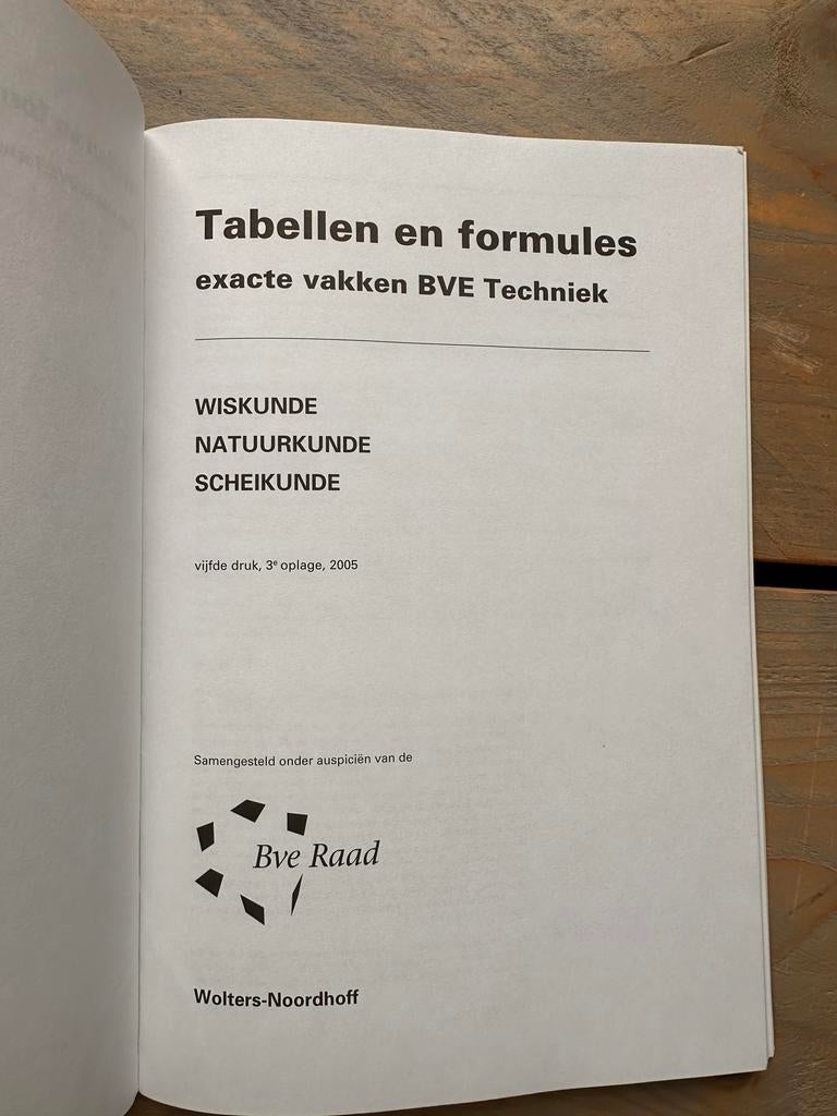 Tabellen en formules exacte vakken BVE Techniek, Boeken, Ophalen of Verzenden, Beta, Gelezen, MBO