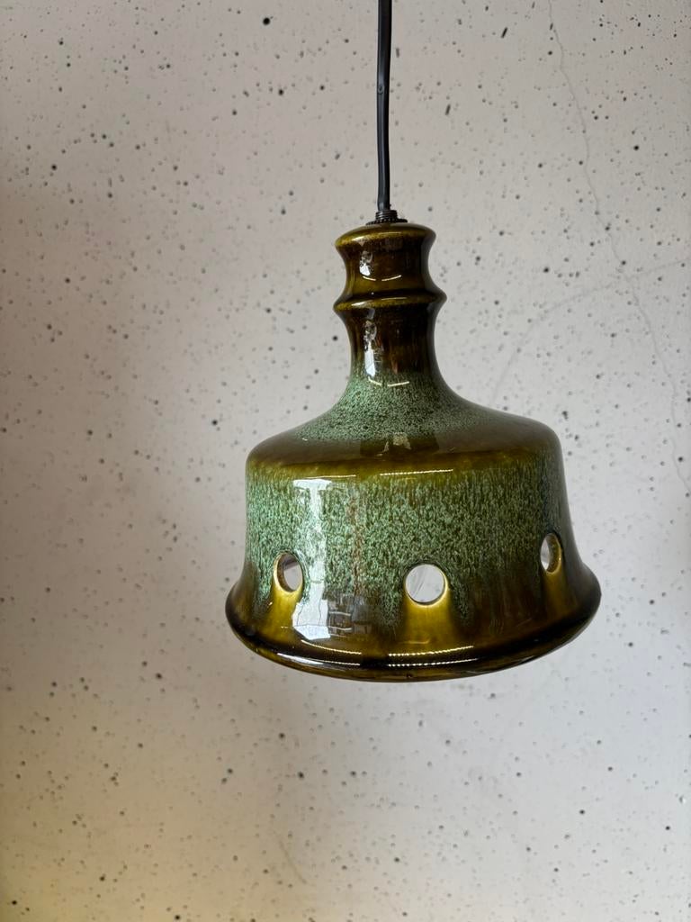 Vintage keramiek hanglamp geglazuurd erg mooi, Ophalen of Verzenden, Zo goed als nieuw, Minder dan 50 cm