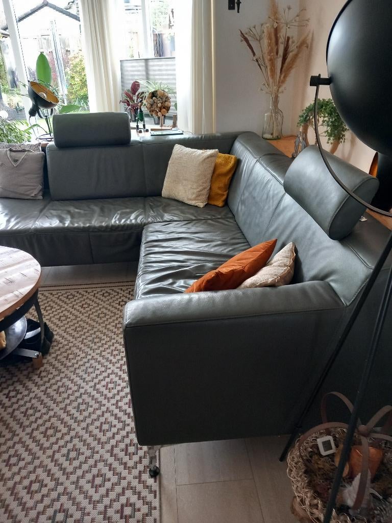 Hoekbankstel leer, Huis en Inrichting, Banken | Bankstellen, Ophalen, Hoekbank, Zo goed als nieuw, 200 tot 250 cm