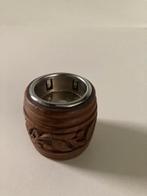 teak waxinelichthouder India handgestoken, Bruin, Ophalen of Verzenden, Zo goed als nieuw, Hout