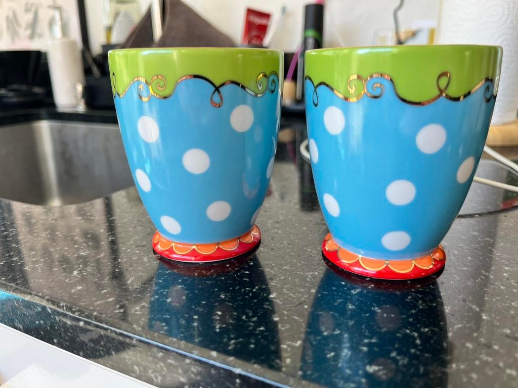 Mokjes oilily blauw nieuw, Huis en Inrichting, Keuken | Servies, Ophalen of Verzenden, Zo goed als nieuw, Overige stijlen, Kop(pen) en/of Schotel(s)