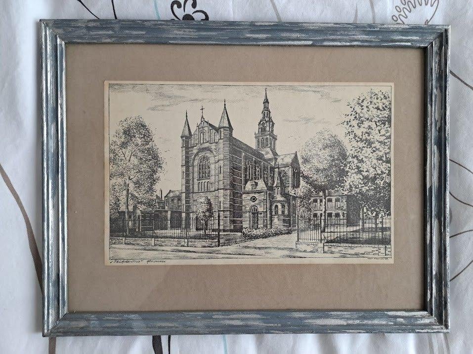 Laurentius kerk te Heemskerk (1948), Ophalen of Verzenden, Zo goed als nieuw, Kaart of Prent, Christendom | Katholiek