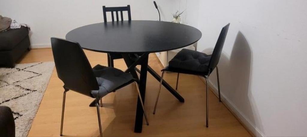 WOOOD Eettafel Bruno Zwart – Ø120 cm, Huis en Inrichting, Tafels | Eettafels, Ophalen