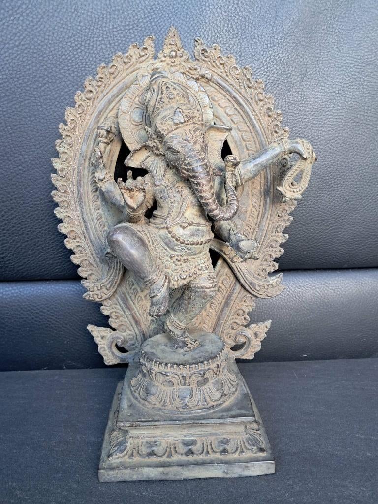 Bronzen beeld van Ganesh Daning/Ganapati/India/Azië, Ophalen of Verzenden