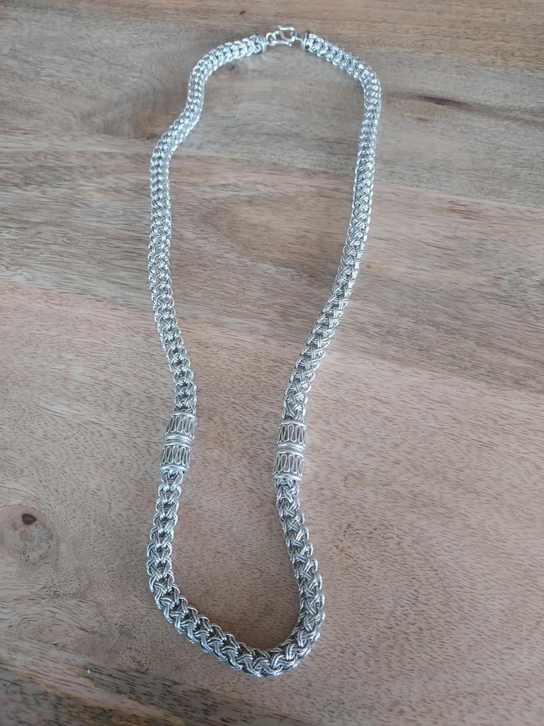 Zeer aparte zilveren ketting - 68 cm, 9 mm dik, 148.81 gram, Sieraden, Tassen en Uiterlijk, Kettingen, Ophalen, Gebruikt, Zilver