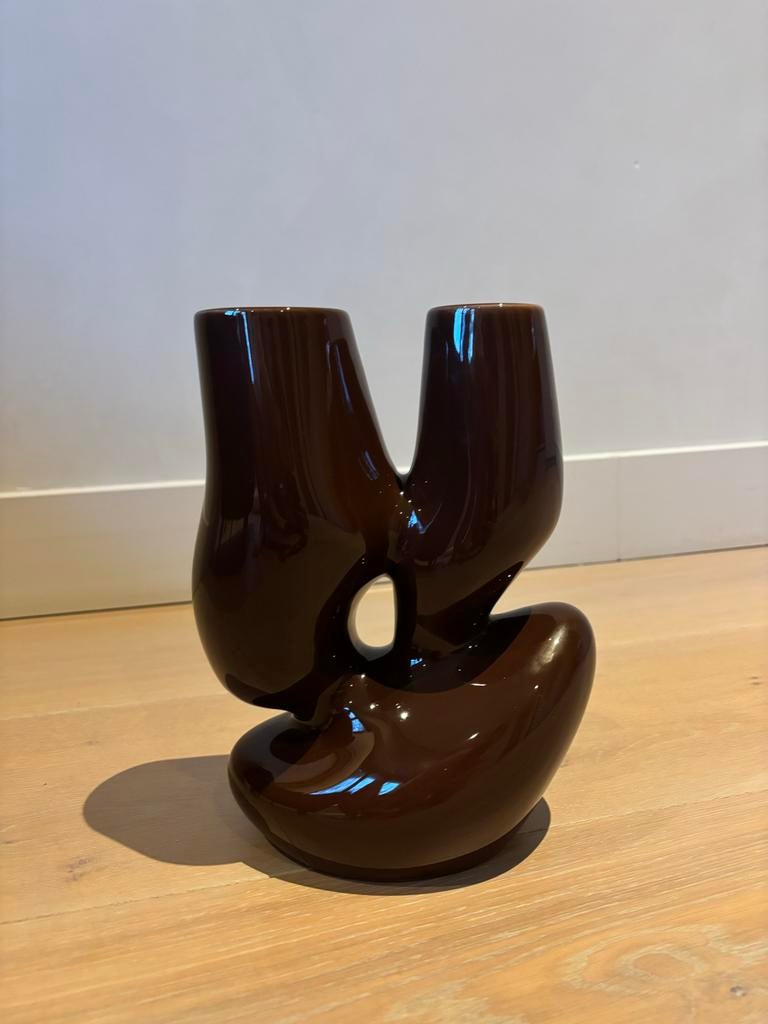 HKliving Vaas Organic Espresso L (met prijskaartje), Ophalen, Overige kleuren, Aardewerk of Porselein, Nieuw