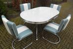 Bel Air 4 slede stoelen + diner tafel retro fifties sixties, Huis en Inrichting, Stoelen, Ophalen, Blauw, Zo goed als nieuw, Vier