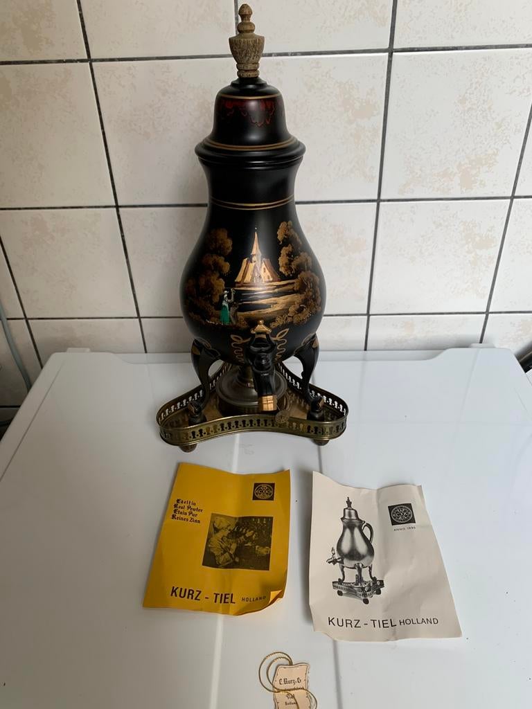 Tinnen beschilderde kraantjeskan Kurz Tiel, Verzenden