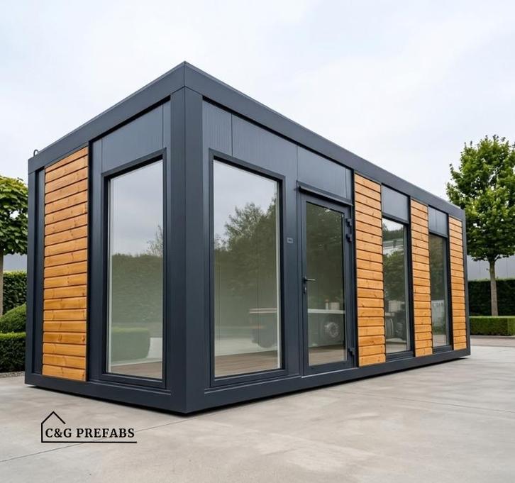 Kantoorunit 6x3m - Geïsoleerd - Tiny House / Praktijkruimte, Tuin en Terras, Overkappingen, Nieuw, Overige typen, Verzenden