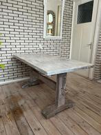 massief houten kloostertafel - white wash look tafel, Ophalen, Gebruikt, White Wash- Bohemain, 50 tot 100 cm