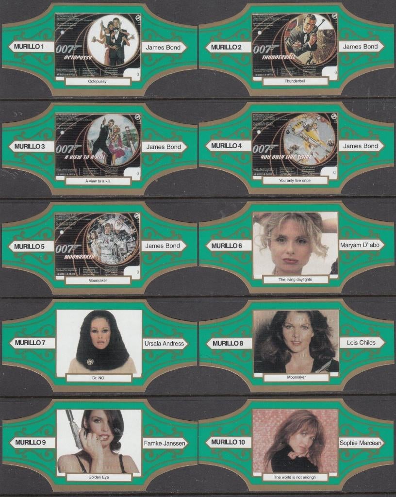 Sigarenbanden van James Bond, Murillo 1-10 groen-goud, Ophalen of Verzenden, Nieuw, Sigarenbandjes