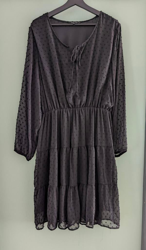 Zwarte MS Mode jurk maat 48, Zwart, Maat 46/48 (XL) of groter, Ophalen of Verzenden, Knielengte