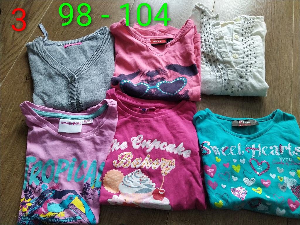 03 - 6x shirt meisje Maat 98 - 104 Zara Mexx Hema, Kinderen en Baby's, Ophalen of Verzenden, Gebruikt, Maat 98