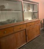 Antieke houten winkelkast/buffetkast met glazen schuifdeuren, Antiek en Kunst, Ophalen