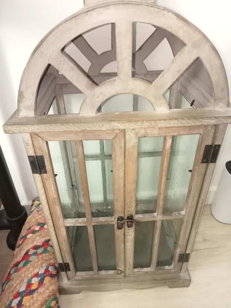 Windlicht 79 cm. hoog., Huis en Inrichting, Ophalen, Zo goed als nieuw, Hout, 25 tot 50 cm