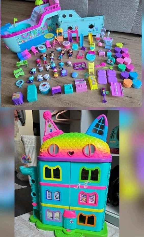 Gabby dollhouse feest met woonboot en uitbreidingen, Ophalen of Verzenden, Zo goed als nieuw