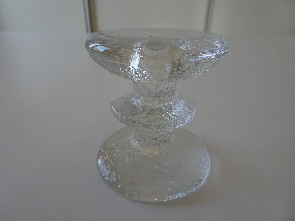iittala glazen kandelaar Festivo 1 knoop rib glas, Ophalen of Verzenden, Zo goed als nieuw, Overige materialen, Minder dan 25 cm