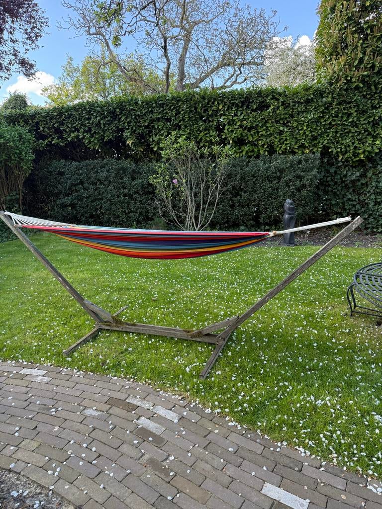 Comfortabele Hangmat met Stevig Statief - Kleurrijk Design, Ophalen, Gebruikt, Met standaard, Eenpersoons