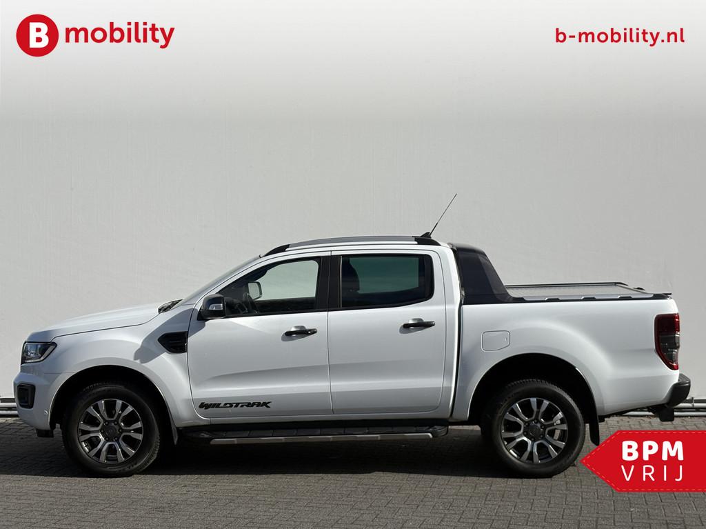 Ford Ranger 2.0 EcoBlue Wildtrak 4x4 Double Cab Trekhaak 350, Auto's, Automaat, 4 cilinders, 2272 kg, Wit