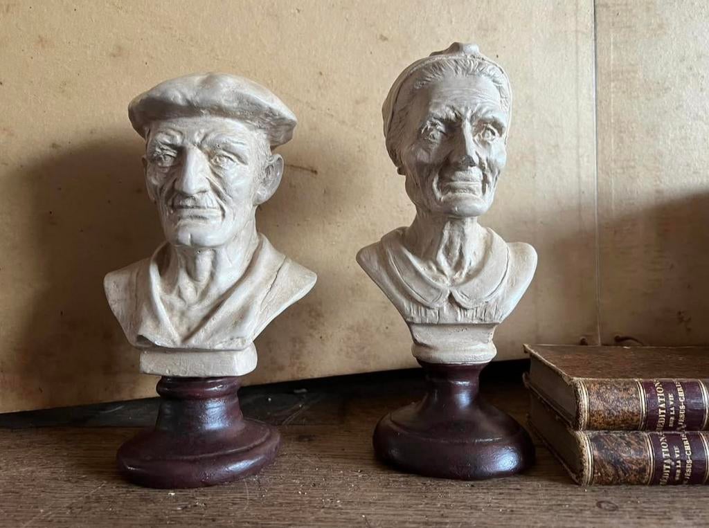 Set vintage beeldjes van gips, Antiek en Kunst, Curiosa en Brocante, Ophalen of Verzenden