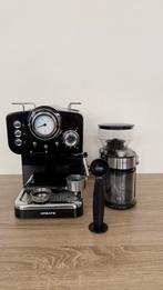 Espresso machine + koffiemolen set compleet, Afneembaar waterreservoir, Espresso apparaat, Zo goed als nieuw, Koffiebonen