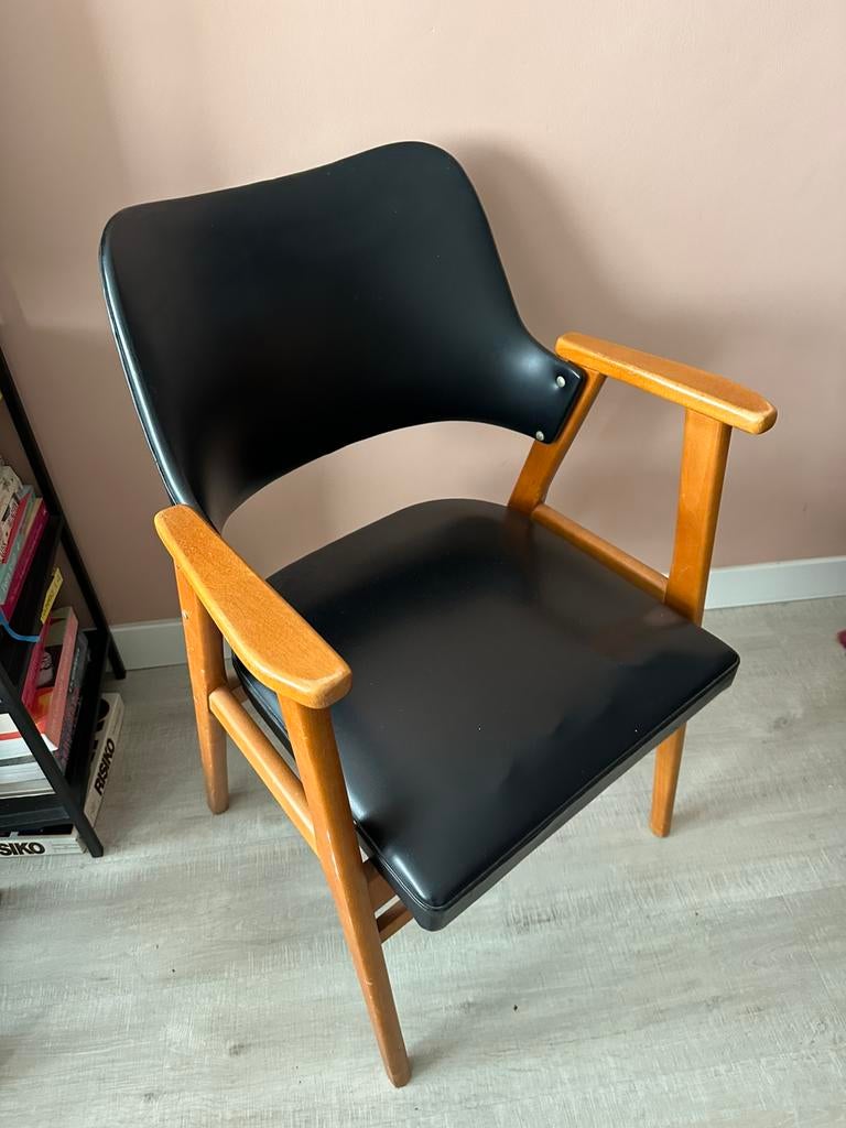 Retro stoel zwart Scandinavisch cees braakman stijl, Ophalen of Verzenden, Zo goed als nieuw, 50 tot 75 cm