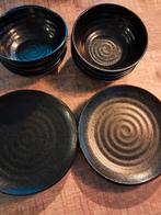 8 zwarte boterhambordjes en 8 soepkommen voor de camping, Ophalen of Verzenden, Gebruikt