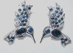 Oorbellen Kolibri met donkerblauwe Saffieren 925, Blauw, Nieuw, Ophalen of Verzenden, Met edelsteen
