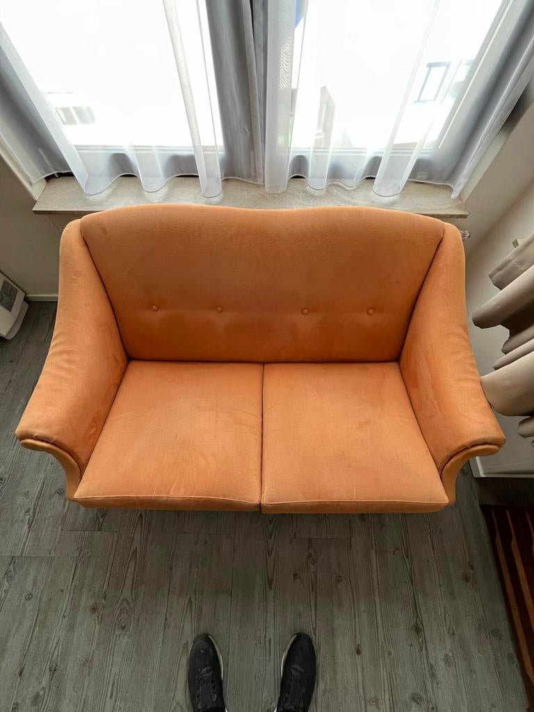 Vintage design bank jaren '60 mid century velours, Ophalen, Gebruikt, 150 tot 200 cm, Tweepersoons