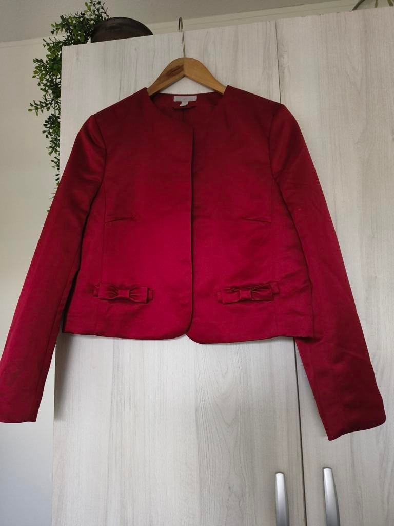 Satijnen jasje met leuke strikdetails, Ophalen of Verzenden, Zo goed als nieuw, Maat 38/40 (M)